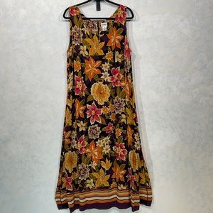 LIZ Baker Brand Maxi Dress, Fall Floral Colors, Size - 18-XL